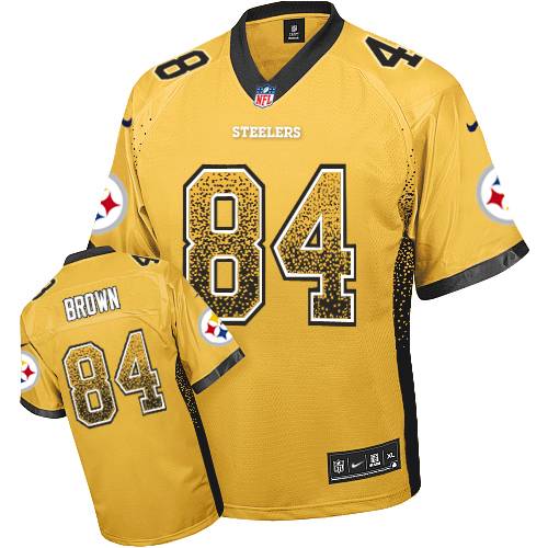 Youth Elite Antonio Brown Nike Jersey Gold - #84 Drift Fashion NFL Pittsburgh Steelers